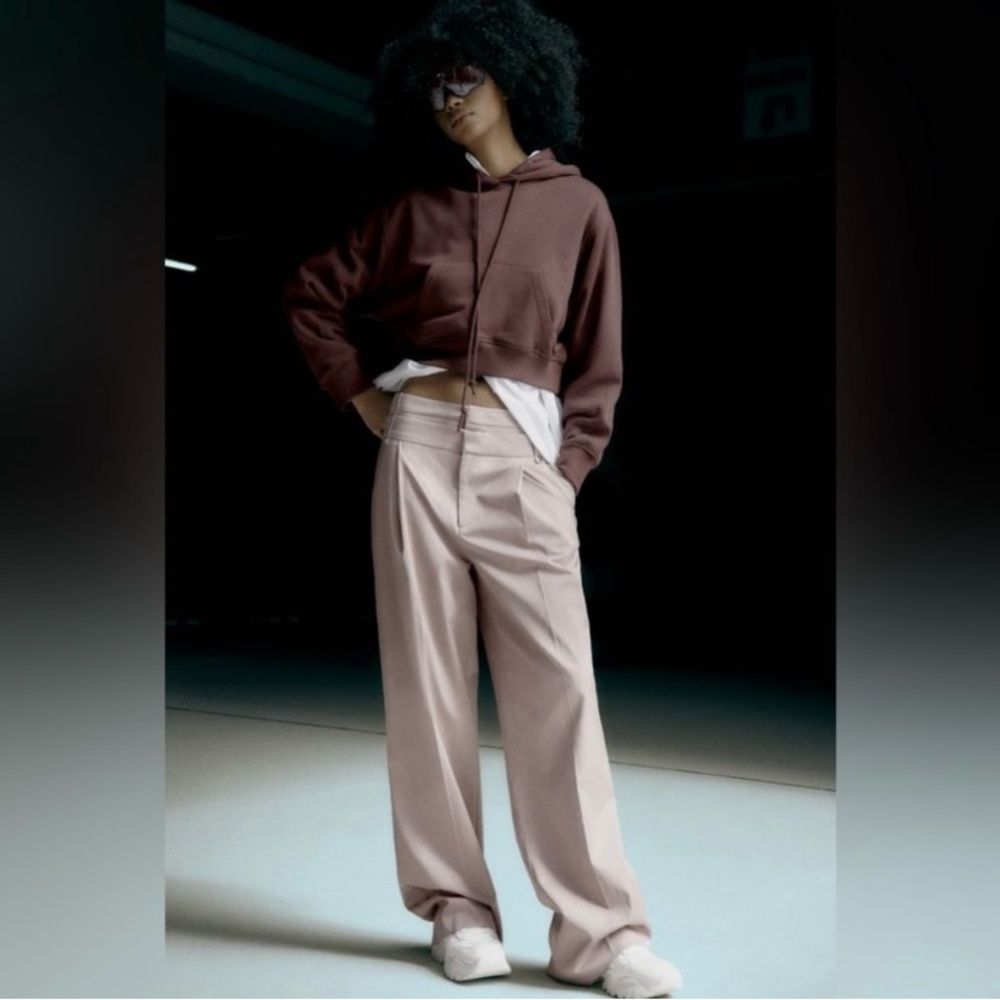 Zara Tan Wide Leg Pants with double waist